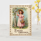 Frühlingsgrußkarte mit Mädchen Karte (Gelbe Blume)