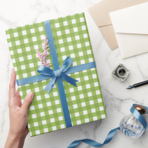 Frühlingshaft hellgrüner Gingham Geschenkpapier