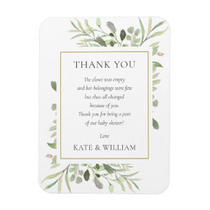 Frühlingshafte Blätter Grün Baby Shower Gedicht Magnet