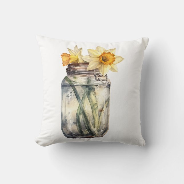 Frühlingshafte Blume Vase Kissen (Vorderseite)