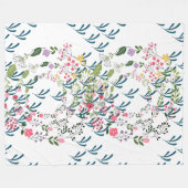 Frühlingshafte Blumen- und Blattdesign-Geschenk Fleecedecke (Vorderseite (Horizontal))