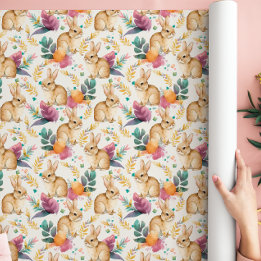Frühlingshafte Blumenhasen im Überfluss Geschenkpapier