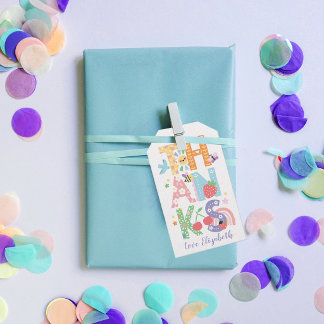 Frühlingshafte Pastell-Blumen-Dankeschön-Geburtsta Geschenkanhänger