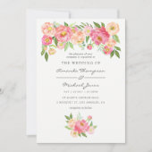 Frühlingshafte Peonies Hochzeitsfeiern Einladung (Vorderseite)