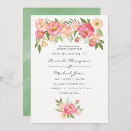 Frühlingshafte Peonies Hochzeitsfeiern Einladung