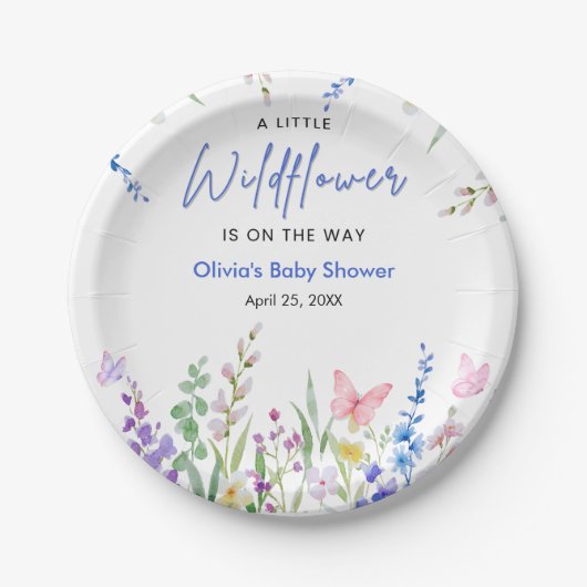 Frühlingshafte Wildblumen-Baby-Party Pappteller (Vorderseite)