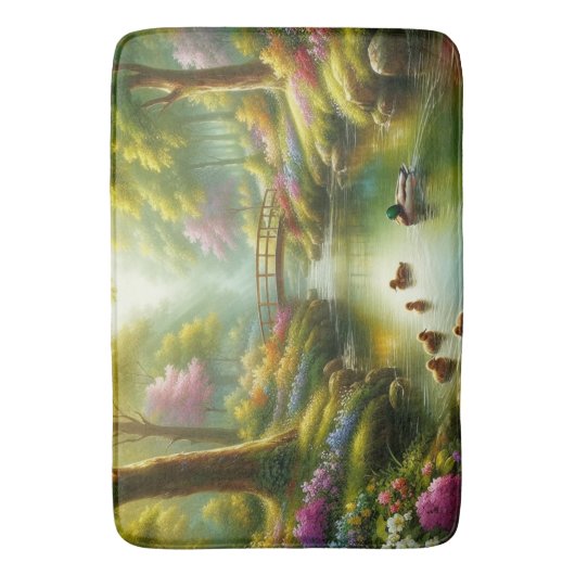 Frühlingshai mit Enten/Blume Badematte (Vorderseite Vertikal)