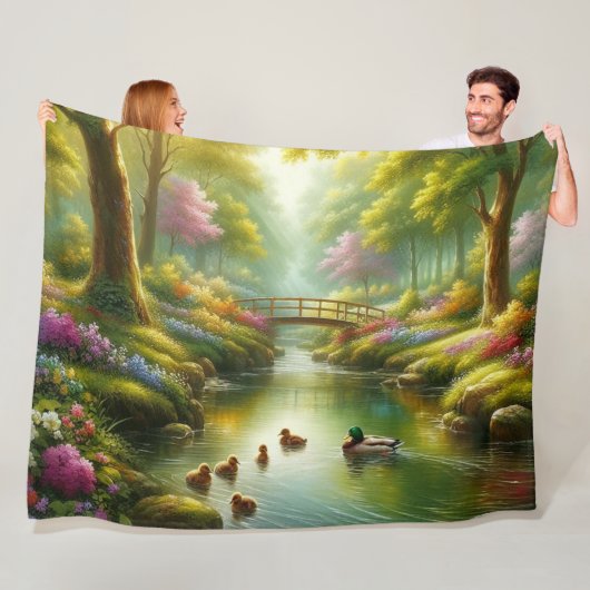 Frühlingshai mit Enten/Blume Fleecedecke (Beispiel)