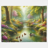 Frühlingshai mit Enten/Blume Fleecedecke (Vorderseite (Horizontal))