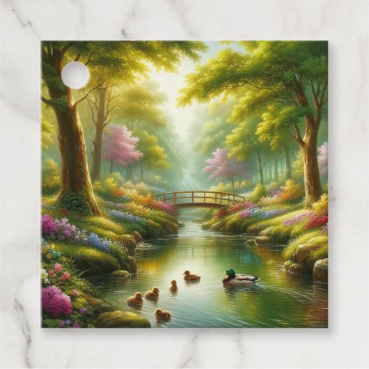 Frühlingshai mit Enten/Blume Geschenkanhänger (Vorderseite)
