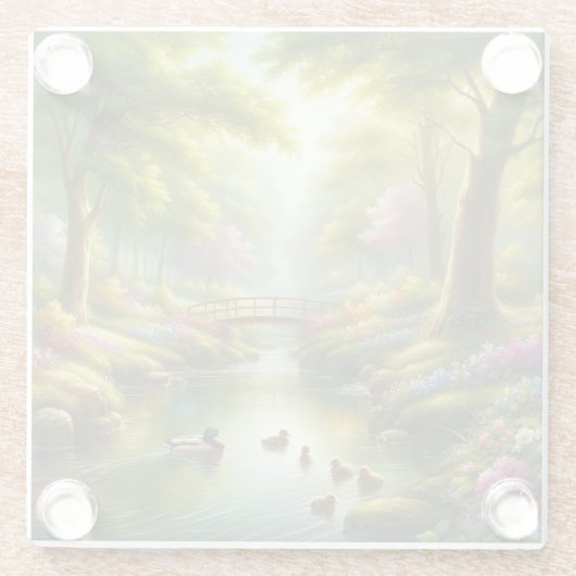 Frühlingshai mit Enten/Blume Glasuntersetzer (Rückseite)