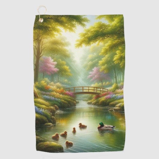 Frühlingshai mit Enten/Blume Golfhandtuch (Vorderseite)