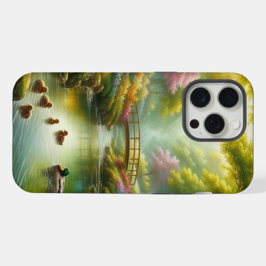 Frühlingshai mit Enten/Blume iPhone Hülle (Rückseite (Horizontal))