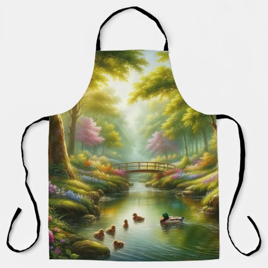 Frühlingshai mit Enten/Blume Schürze (Vorderseite)