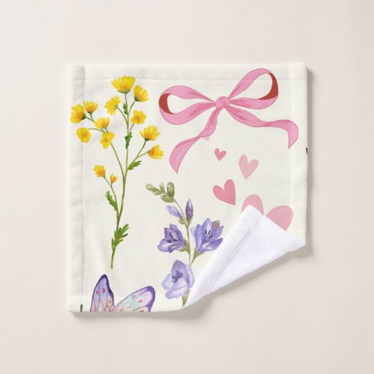 Frühlingshandtuch Wildblumen Badhandtuch Set (Waschlappen)
