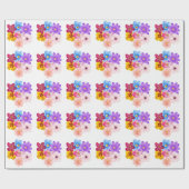 Frühlingsharmonie - Gemischter Wasserfarben-Blumen Geschenkpapier (Flach)