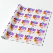 Frühlingsharmonie - Gemischter Wasserfarben-Blumen Geschenkpapier (Ungerollt)