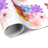 Frühlingsharmonie - Gemischter Wasserfarben-Blumen Geschenkpapier (Rolleneckpunkt)