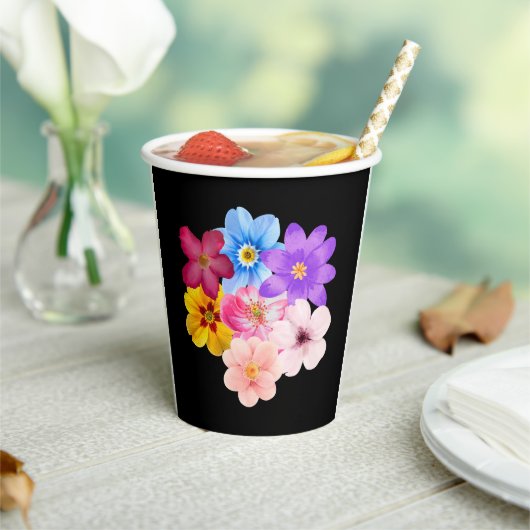 Frühlingsharmonie - Gemischter Wasserfarben-Blumen Pappbecher (In Situ)