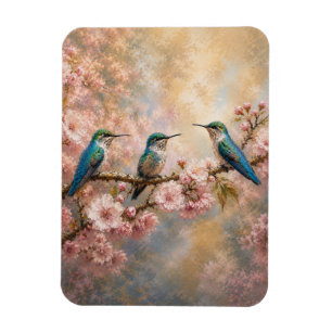 Frühlingsharmonie, Kolibris unter Kirschblüten Magnet