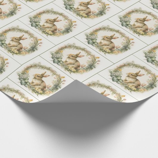 Frühlingshase im Kraut Geschenkpapier (Ecke)