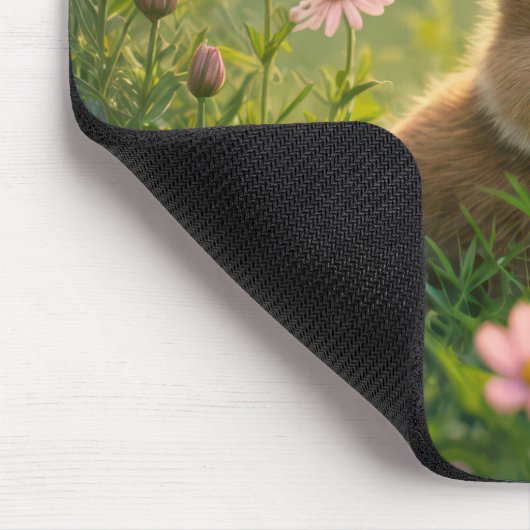 Frühlingshase in Wildblume Wiese Mousepad (Ecke)