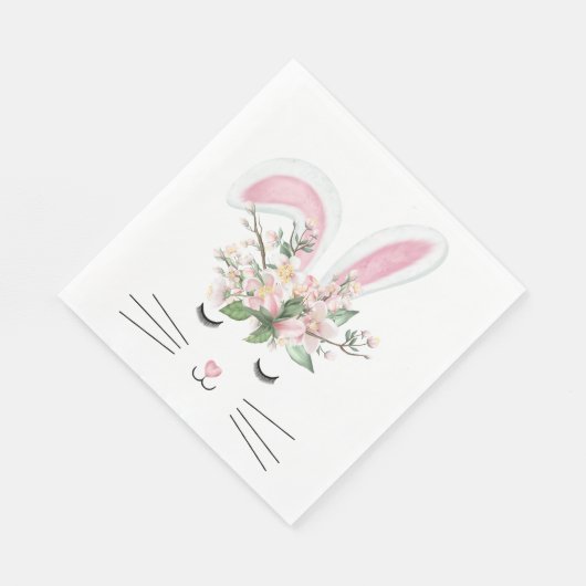 Frühlingshase mit rosa Ohren Serviette (Ecke)