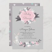 Frühlingshasen Blütendusche Kinderdusche Einladung (Vorne/Hinten)