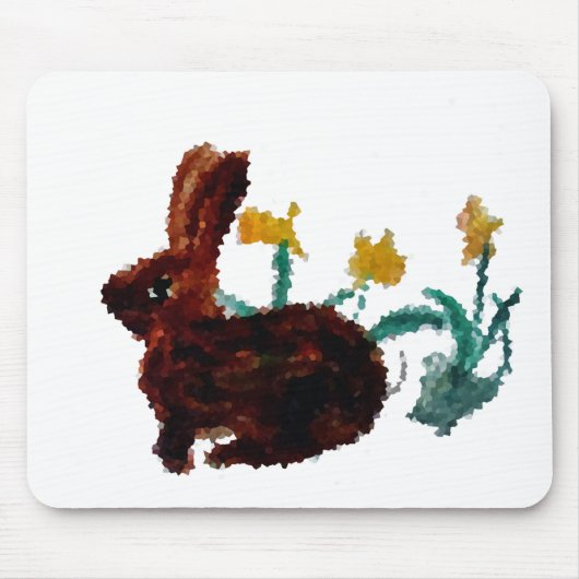 Frühlingshasen Daffodie Art Mousepad (Vorne)