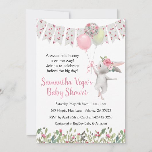 Frühlingshasen-Dusche Einladung (Vorderseite)