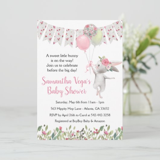 Frühlingshasen-Dusche Einladung (Stehend Vorderseite)