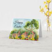 Frühlingshasen in Garden Happy Oaster Karte (Gelbe Blume)