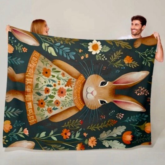 Frühlingshasen-Magie-Fleece-Decke Fleecedecke