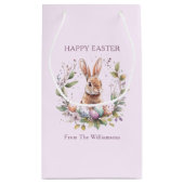 Frühlingshasen Ostereier Kranz Personalisiert Kleine Geschenktüte (Rückseite)