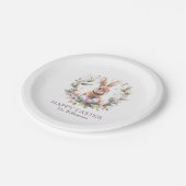 Frühlingshasen Ostereier Kranz Personalisiert Pappteller (Schrägansicht)