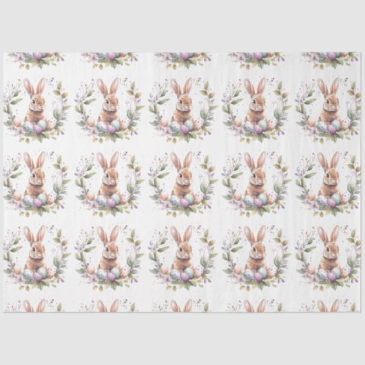 Frühlingshasen Ostereier Kranz Seidenpapier (Vorderseite)