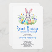 Frühlingshasen Ostern Dritter Geburtstag Einladung (Vorne/Hinten)