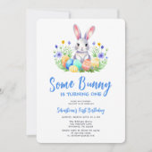 Frühlingshasen Ostern Erster Geburtstag Einladung (Vorderseite)
