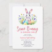 Frühlingshasen Ostern Erster Geburtstag Einladung (Vorderseite)