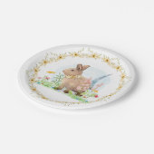 Frühlingshasen Ostern Kaninchen Pink Blütenfarbe Pappteller (Schrägansicht)