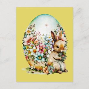 Frühlingshasen- und Blumeneier - Ostern - Ostara Postkarte
