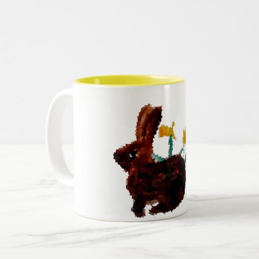 Frühlingshasen Zweifarbige Tasse (Vorderseite Links)