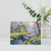 Frühlingshäuschen am Waldstrom Postkarte (Stehend Vorderseite)