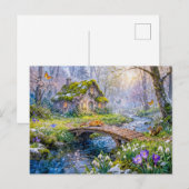 Frühlingshäuschen am Waldstrom Postkarte (Vorne/Hinten)