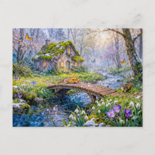 Frühlingshäuschen am Waldstrom Postkarte