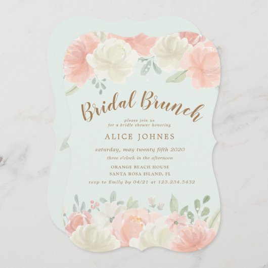 Frühlingshelle Blumenbrunch Einladung (Vorne/Hinten)