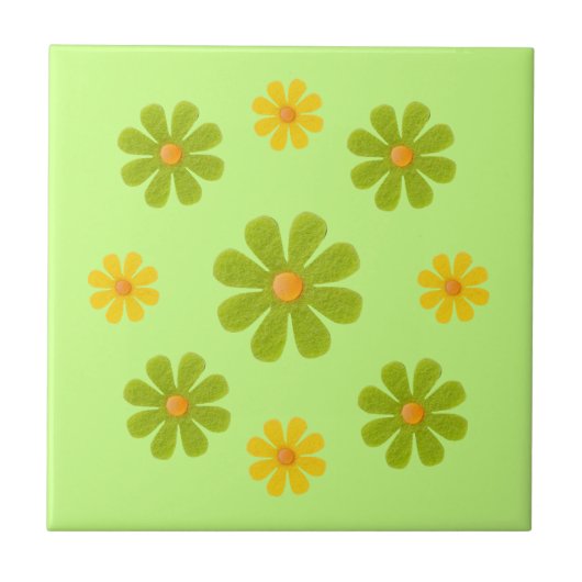 Frühlingshellgrün und gelbe Blumen für die Küche Fliese (Vorderseite)