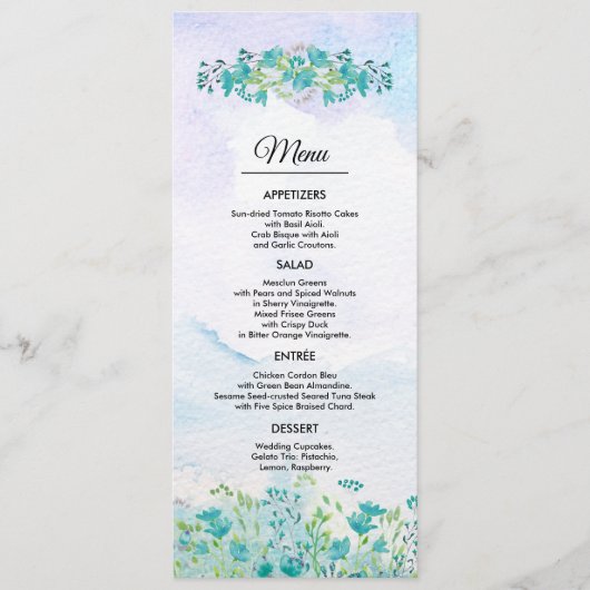 Frühlingshirge | Wildblumen-Menü-Karte Menükarte (Vorderseite)