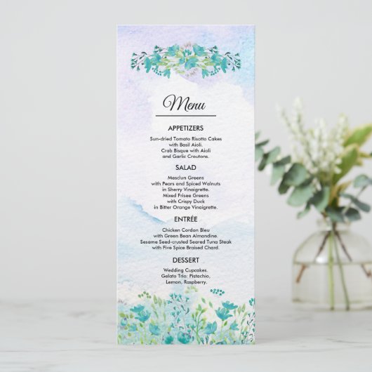 Frühlingshirge | Wildblumen-Menü-Karte Menükarte (Stehend Vorderseite)
