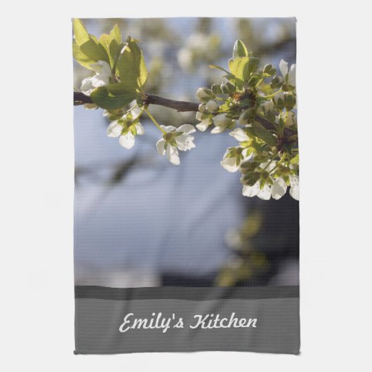 Frühlingshirschblumenzweig Geschirrtuch (Vertikal)